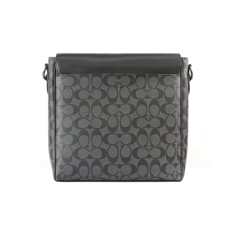 COACH Houston Canvas Cow Leather Patchwork Messenger Bag Crossbody Bag Shoulder Bag Men's Black-13