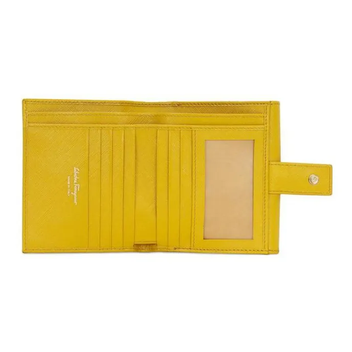 FERRAGAMO Leather Wallet Regular Women's Yellow-4