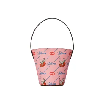 GUCCI Supreme Canvas Bucket Bag Handbag Regular Kids' Pink