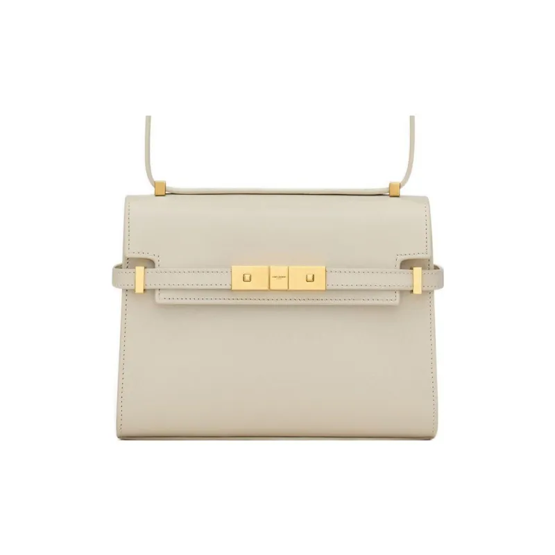 SAINT LAURENT SL MANHATTAN Cow Leather Shoulder Bag, Crossbody Bag Mini Women's Vintage White-0