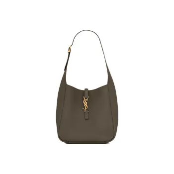 SAINT LAURENT LE5A7 Smooth Calf Leather Hobo Bag Handbag Shoulder Bag Women's Moss Green