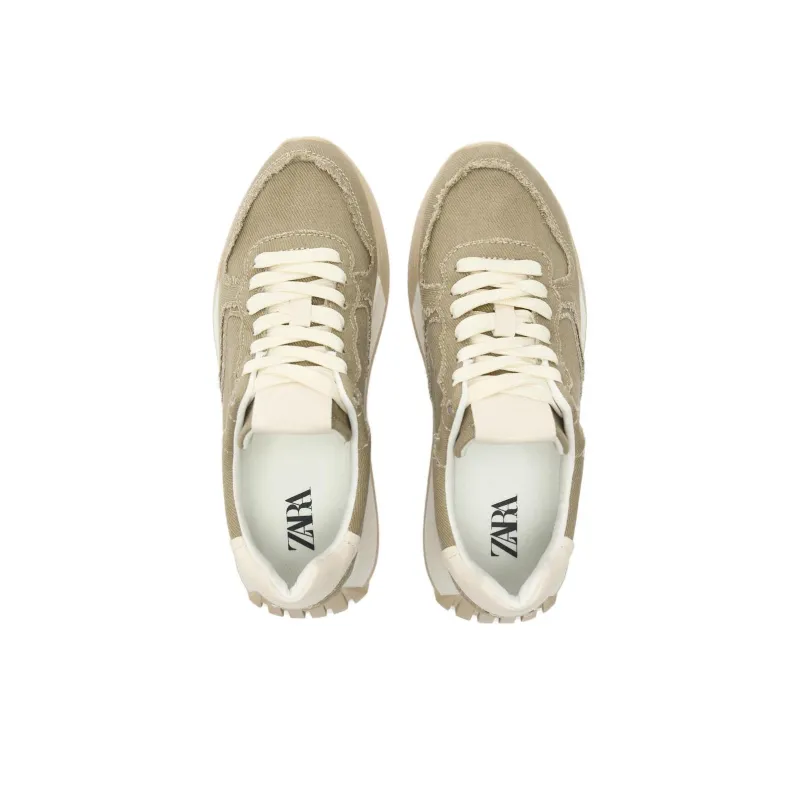 ZARA Cushioning Anti-Slip And Wear-Resistant Low-Top Casual Shoes Women's Green White-2