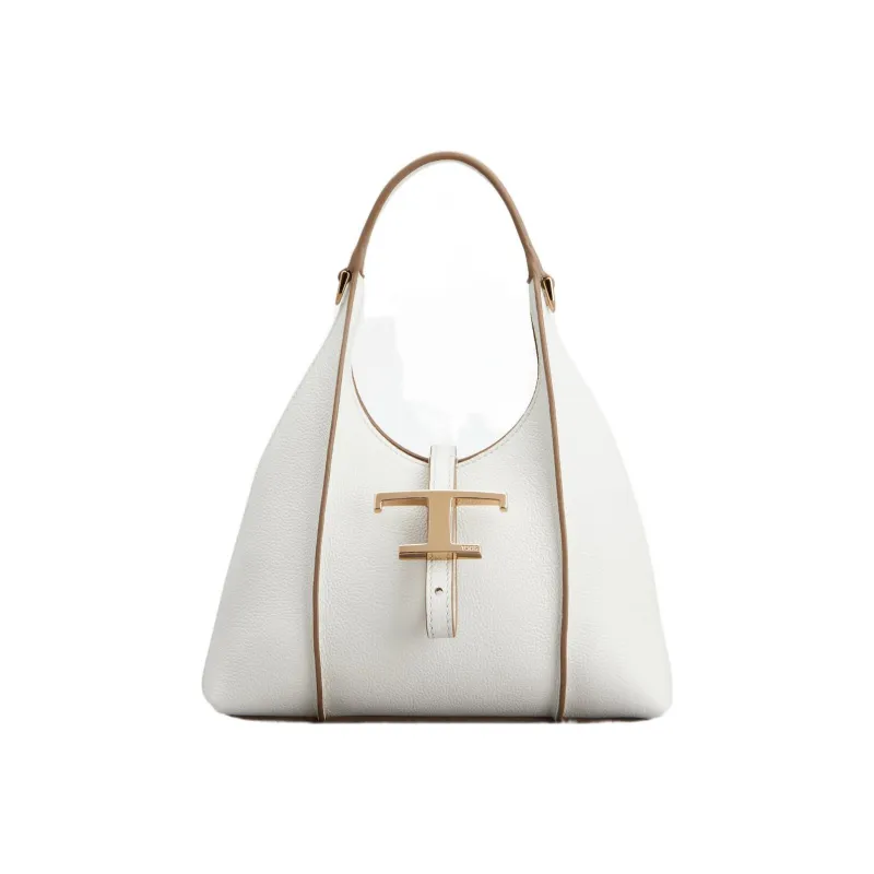 TOD'S Timeless Leather Hobo Bag, One Shoulder Handbag Mini Women's White-0
