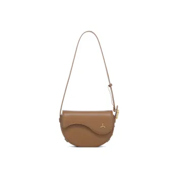 LI NING 1990 Classic Collection Calfskin Crescent Bag, Shoulder Bag, Crossbody Bag Small Size Women's Oak Brown