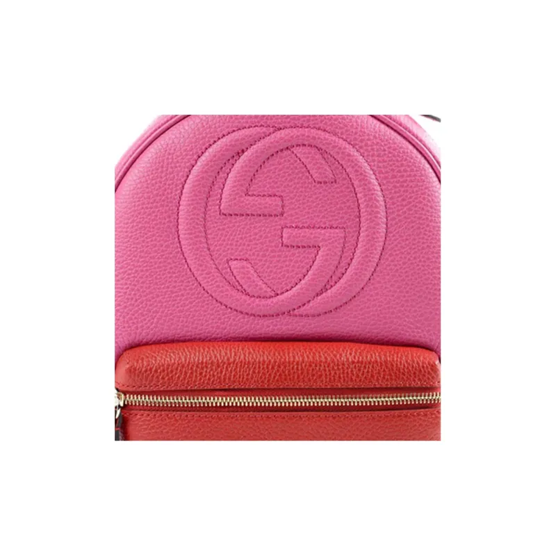 GUCCI Soho Litchi Grain Cow Leather Backpack Regular Women's Pink-2
