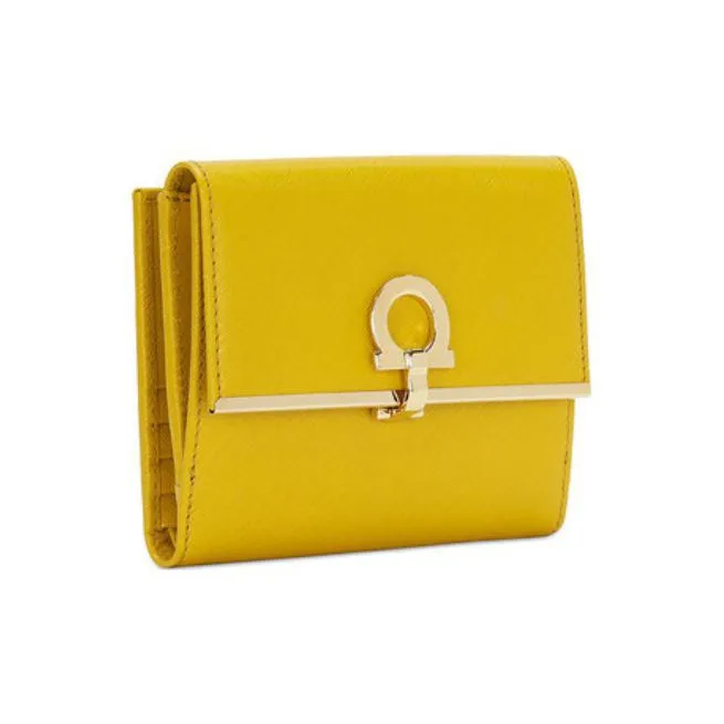 FERRAGAMO Leather Wallet Regular Women's Yellow-1