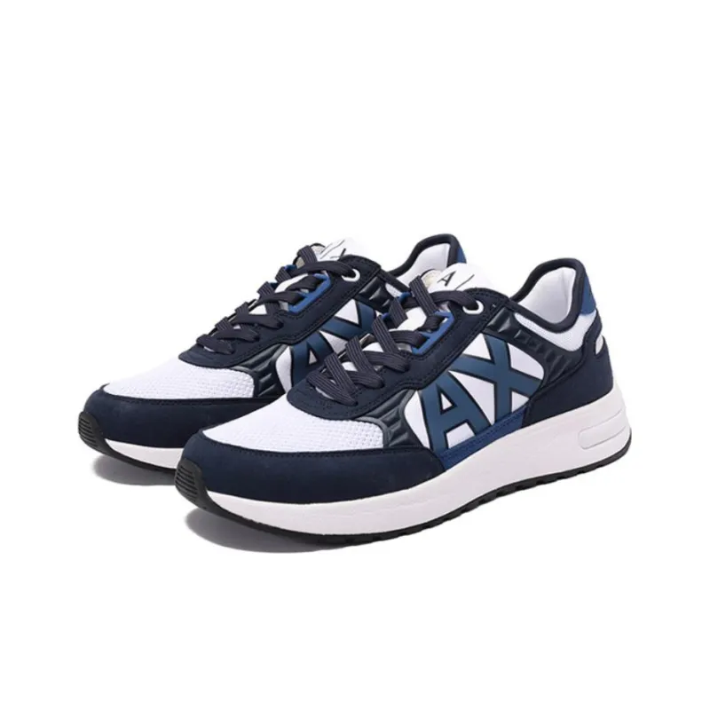 ARMANI EXCHANGEAE Low Top Casual Shoes Men's White Marine Blue-2