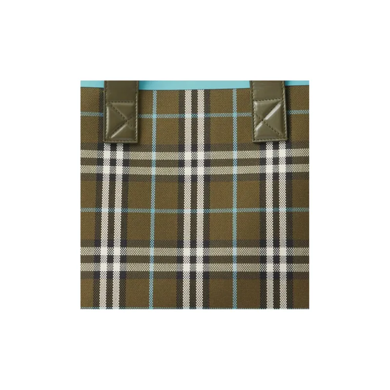 Burberry Cotton Canvas Canvas Bag Tote Bag Shopping Bag Shoulder Bag Handbag Medium Size Women's Olive Green-5