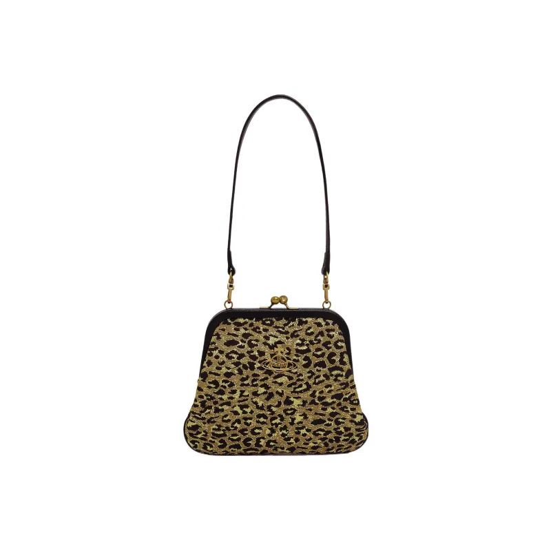 Vivienne Westwood Polyester Polyamide Blend Portable One Shoulder Clutch Women's Leopard Print-0