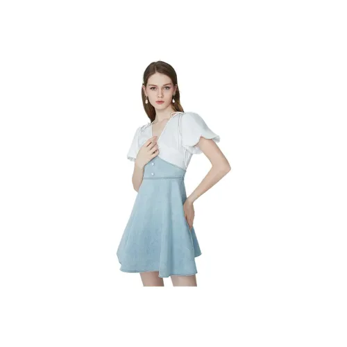 AIVEI Short-Sleeved Dresses Women's Denim Blue