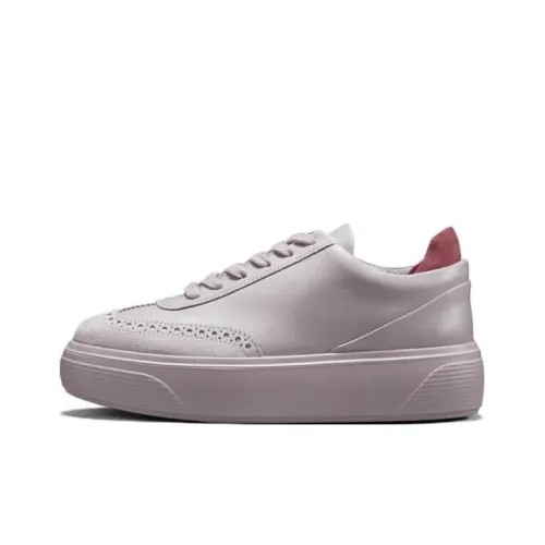 Ecco Skateboard Shoes Women's Low-Top Gray Pink