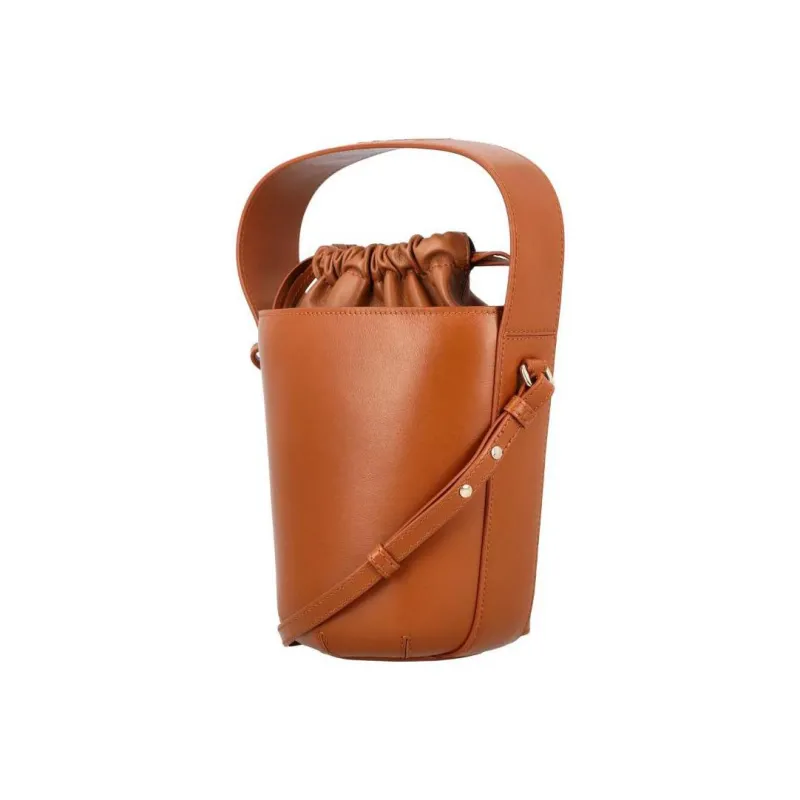 Chloe Leather Bucket Bag Portable Crossbody Bag Shoulder Bag Women's Brown-2