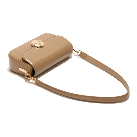GXFMOD Cow Leather Shoulder Bag Small Square Bag Shoulder Bag Women's Black/White/Khaki-4