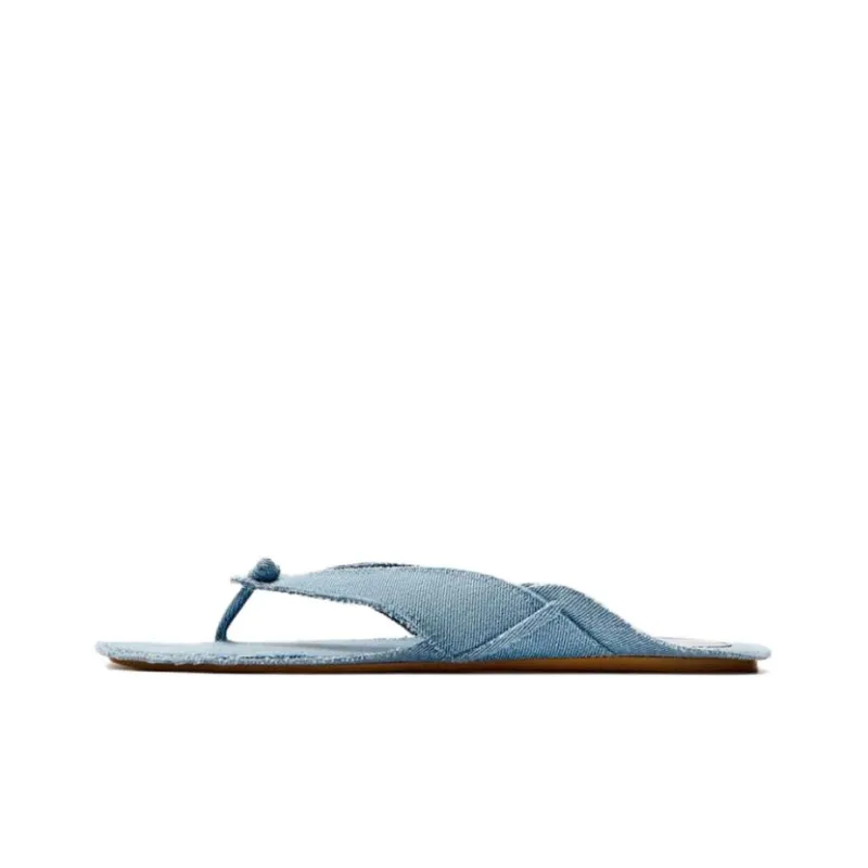 ZARA Rubber Sole Quiet Flip Flops Women's Sea Blue-0