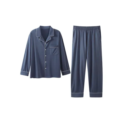 JINGYUN Deep Pajama 60 Pajama Set Fall Men's Blue Cat Gray