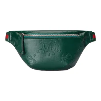 GUCCI Leather Sling Bags One Shoulder Crossbody Fanny Pack Regular Kids' Green