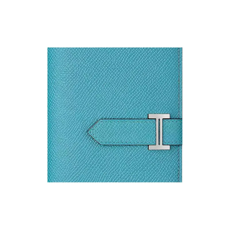 HERMES Bearn Epsom Leather Wallet Women's Northern Blue/Heart Red-3