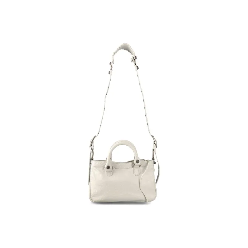 Balenciaga Neo Cagole Fine Grained Sheepskin Tote Bag, Shopping Bag, Handbag Small Size Women's White-4