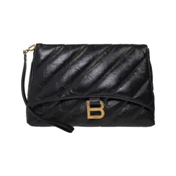 Balenciaga Quilting Leather Clutch Regular Women's Black