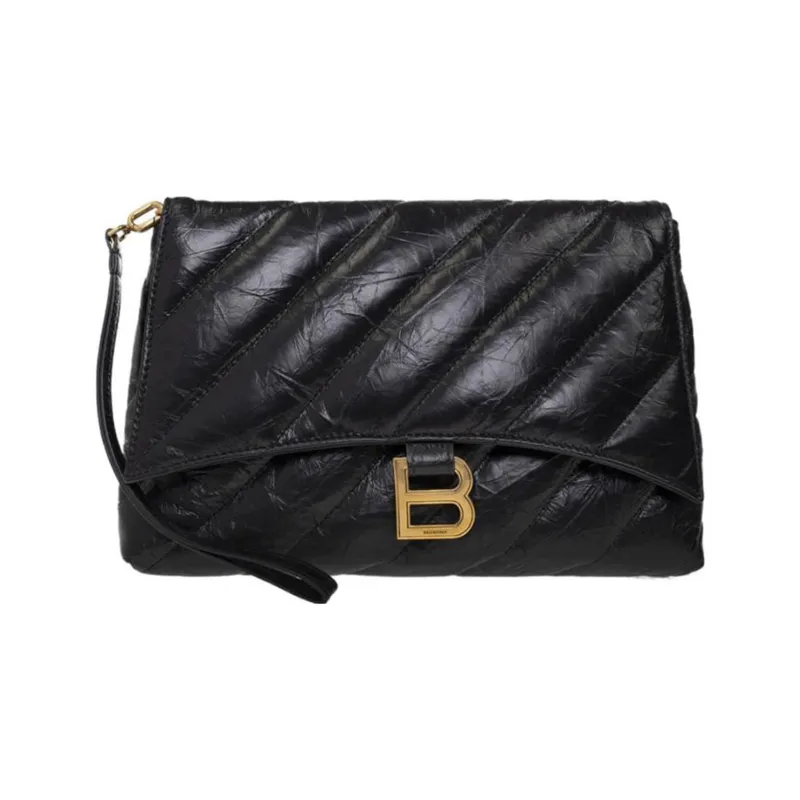 Balenciaga Quilting Leather Clutch Regular Women's Black-0