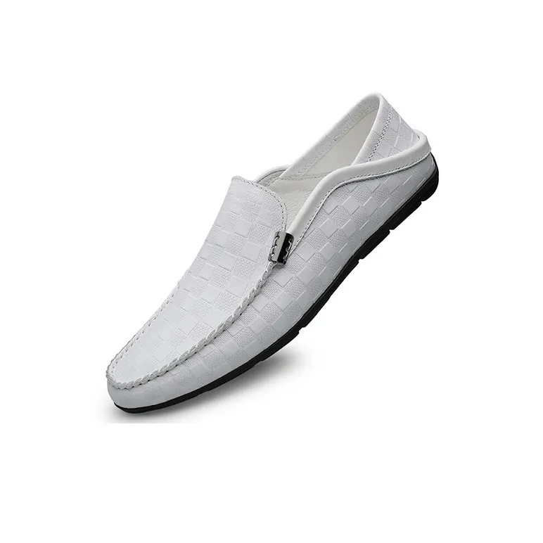 IMLINFEI Gommino Loafers Men Low Top Black/White-8