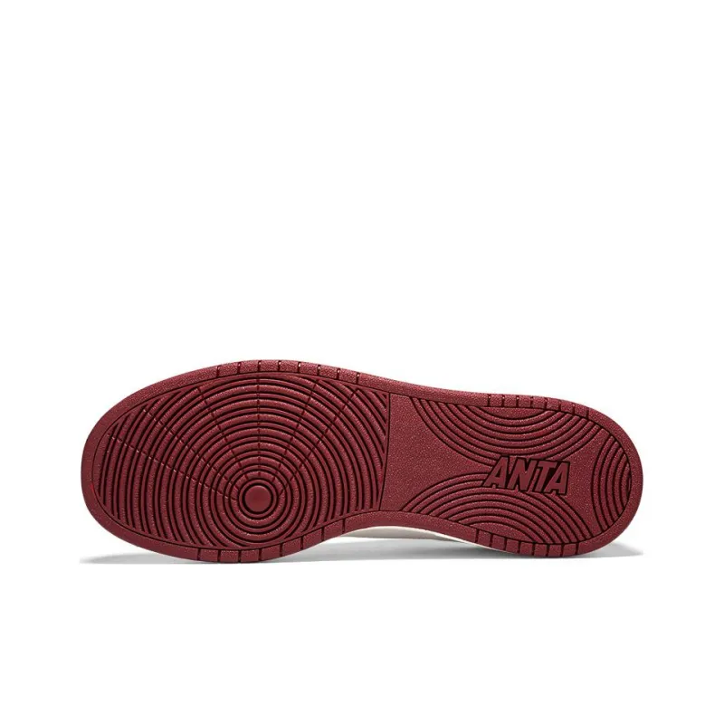 Anta Anti Slip Wear Resistant Low Top Skateboard Shoes Men's White Red-3