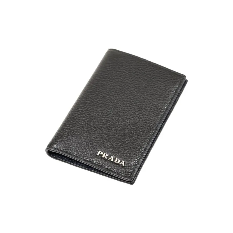 PRADA Calfskin Wallet, Card Holder Regular Men's Black-2