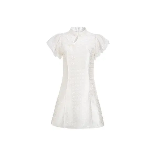 AIVEI Short-Sleeved Dresses Women's Beige