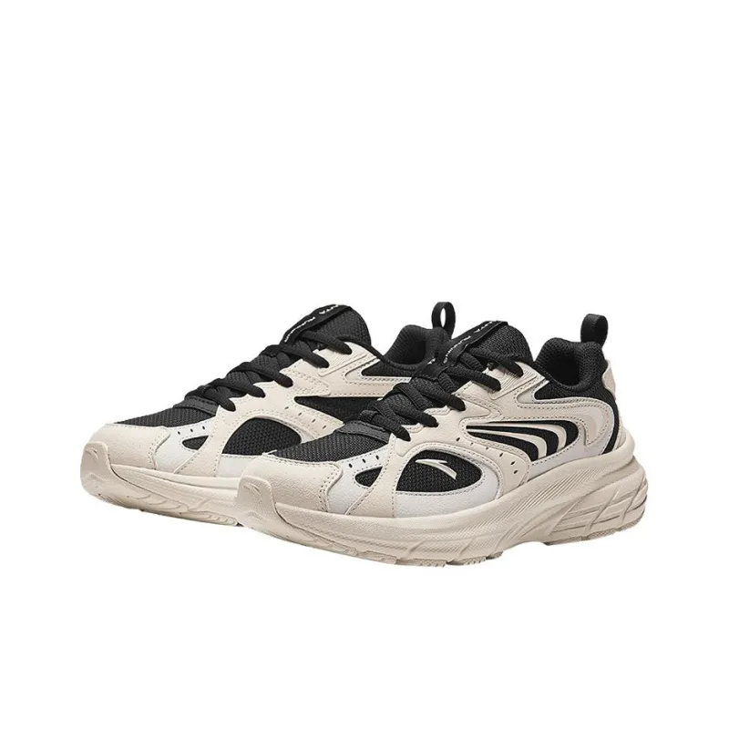 Anta AT956 Cushioning Anti Slip And Wear Resistant Low Top Retro Running Shoes Women's Beige Black-2