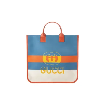 GUCCI Canvas Tote Bag Shopping Bag Handbag Regular Kids' White/Blue/Orange