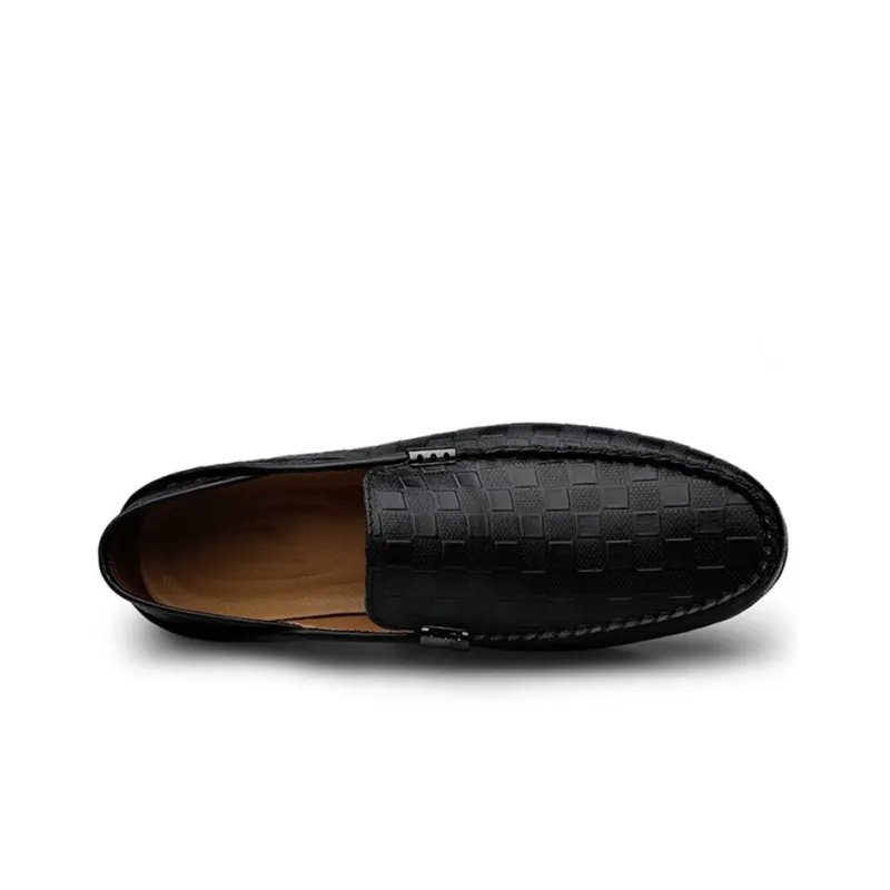 IMLINFEI Gommino Loafers Men Low Top Black/White-2