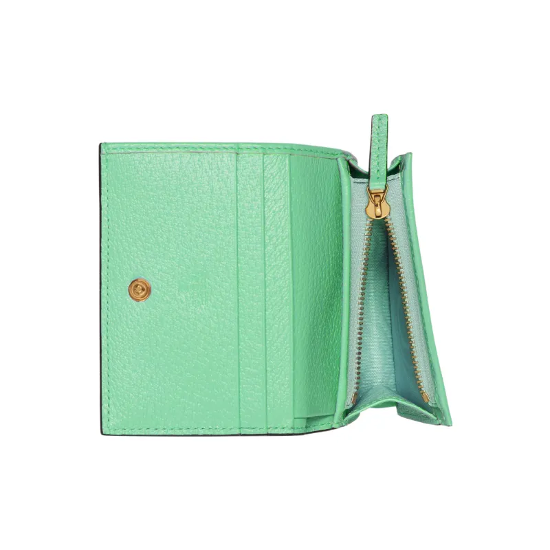 GUCCI Ophidia Canvas With Leather Wallet, Card Holder Women's Grass Green-4