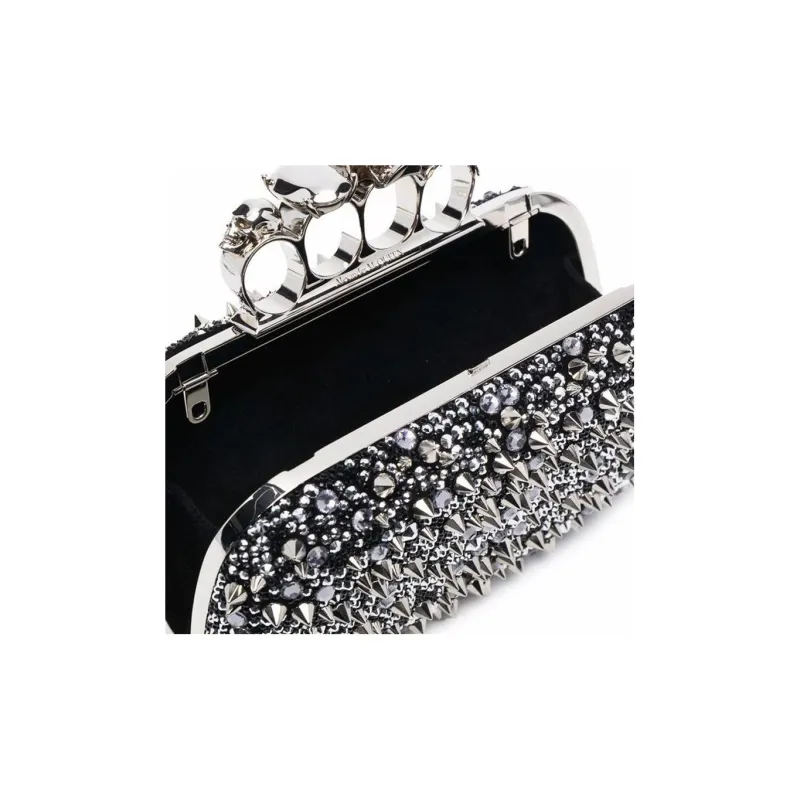 Alexander McQueen Leather One Shoulder Crossbody Clutch Regular Women's Black-2