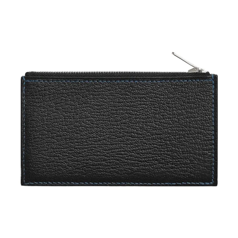HERMES Mysore Goat Skin Card Holder Women's Black/Marine Blue/Dark Blue-1