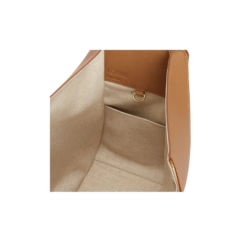 LOEWE Hammock Soft Grained Cow Leather Shoulder Bag Crossbody Bag Handbag Small Size Women's Toffee Color-6