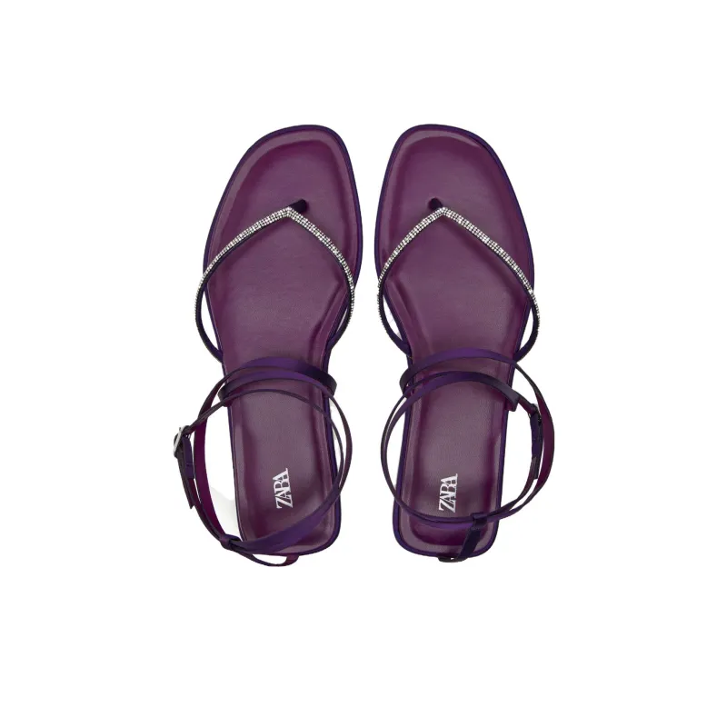 ZARA One Strap Sandals Women's Purple-3