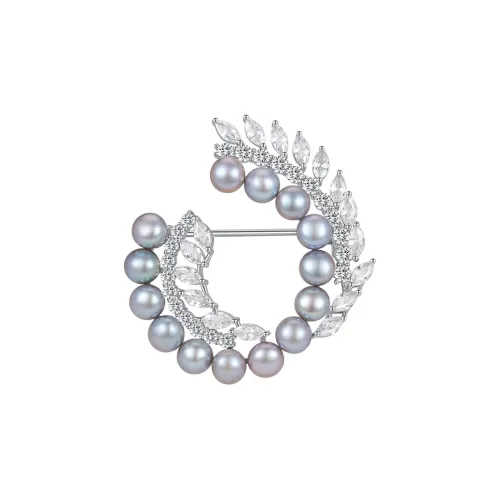 JAY Brooch Women's 925 Sterling Silver/Freshwater Pearl