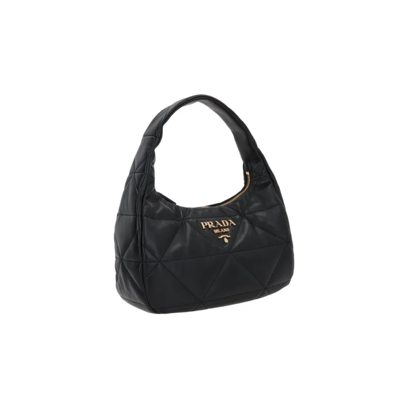 PRADA Lambskin Hobo Bag Shoulder Bag Crossbody Bag Handbag Medium Size Women's Black-1