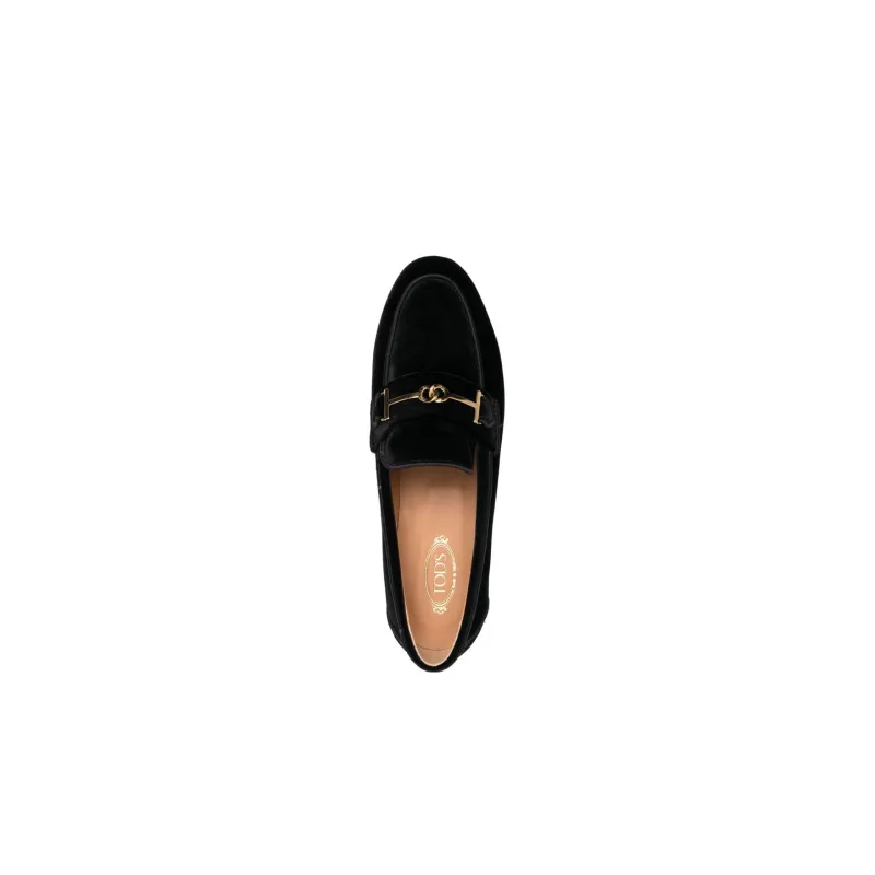 TOD'S Logo detail Velvet Loafers-3