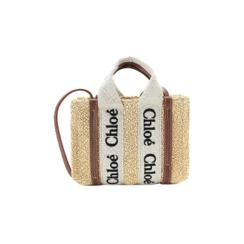 Chloe Woody With Calfskin Tote Bag, Shopping Bag, Shoulder Bag, Crossbody Bag, Handbag Mini Women's Brown