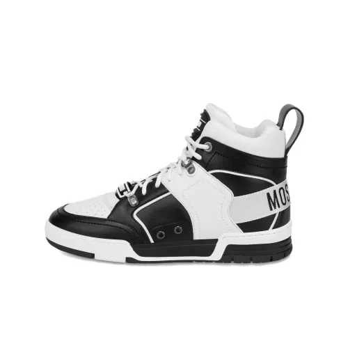 MOSCHINO Skateboard Shoes Men High-Top Black/White