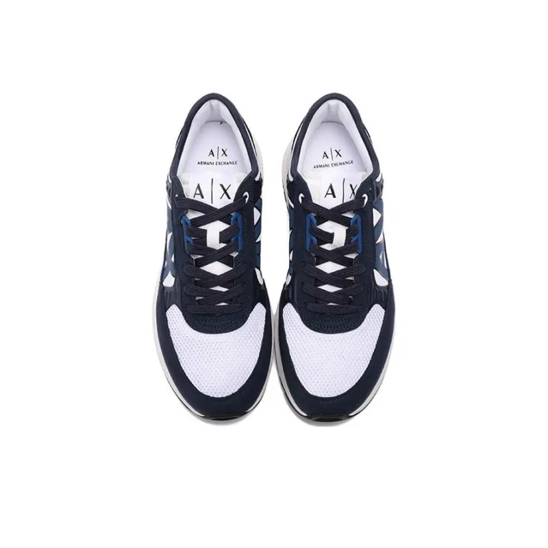ARMANI EXCHANGEAE Low Top Casual Shoes Men's White Marine Blue-3