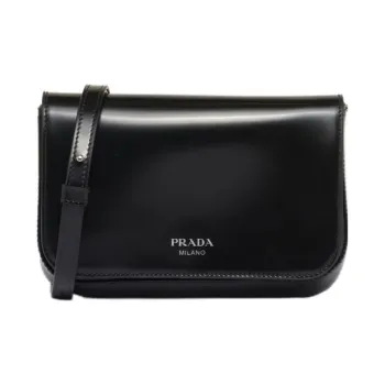 PRADA Leather Shoulder Bag, Crossbody Bag Mini Men's Black