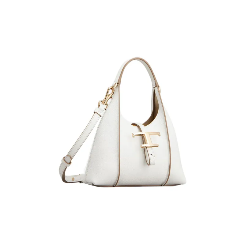 TOD'S Timeless Leather Hobo Bag, One Shoulder Handbag Mini Women's White-2
