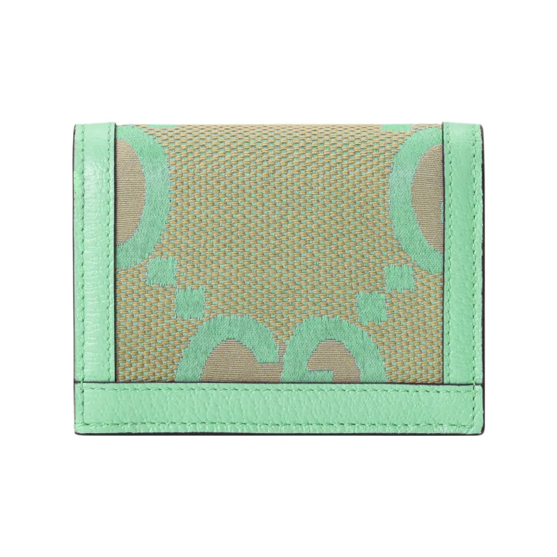 GUCCI Ophidia Canvas With Leather Wallet, Card Holder Women's Grass Green-2