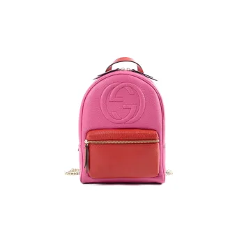GUCCI Soho Litchi Grain Cow Leather Backpack Regular Women's Pink