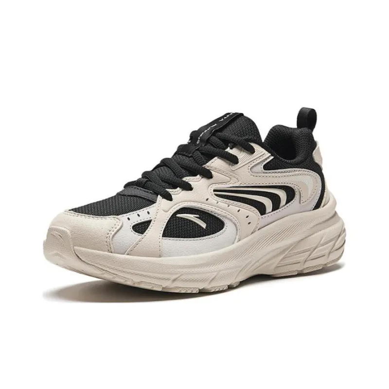 Anta AT956 Cushioning Anti Slip And Wear Resistant Low Top Retro Running Shoes Women's Beige Black-1