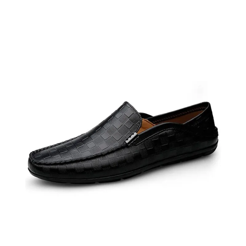 IMLINFEI Gommino Loafers Men Low Top Black/White-1