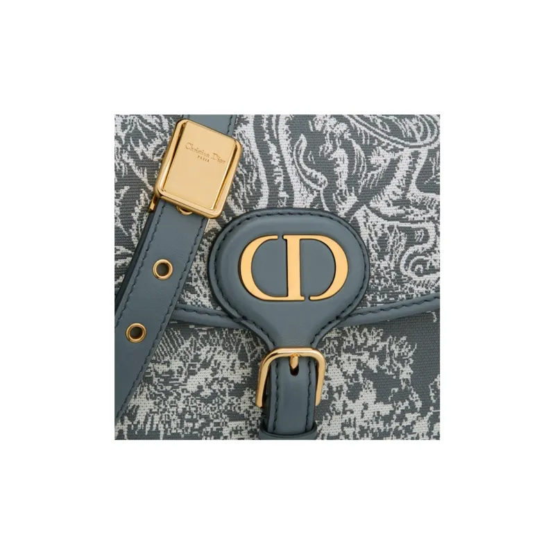 DIOR Bobby Jacquard Fabric One Shoulder Handbags Medium Size Women's Gray-5