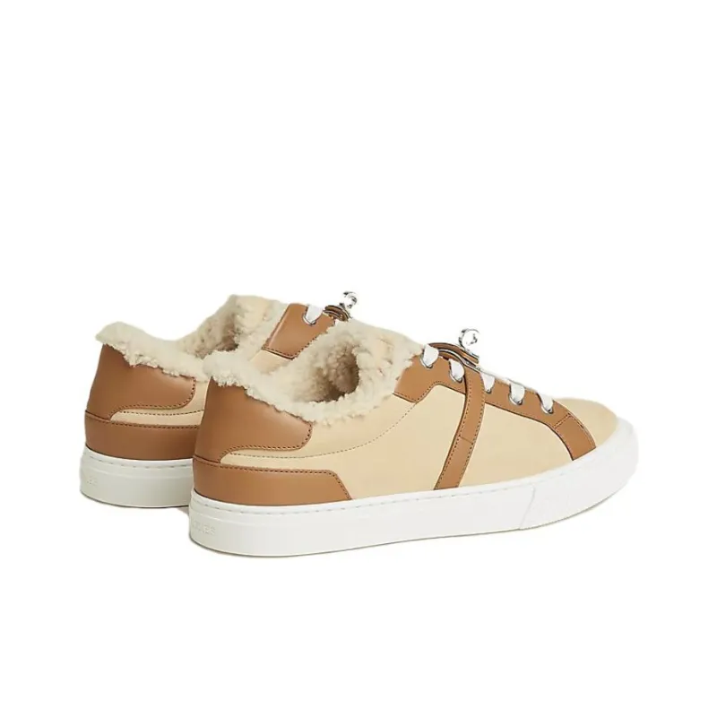 HERMES Day Anti-Slip Wear-Resistant Low-Top Skateboard Shoes Women's Gold Beige-4